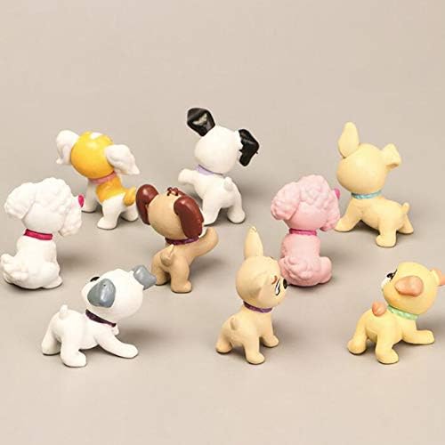 כלב צלמיות ערכת משחקים, 9 יחידות מציאותי מפורט גור דמויות פיות גן מיניאטורי כלב צלמיות אוסף ערכת משחקים עוגת כיסויי חג המולד מתנת יום