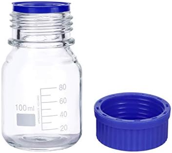 PASTEIN 20 חתיכות 100 מל בוגר ריגנט עגול מדיה/בקבוק זכוכית אחסון עם כובע בורג פוליפרופילן כחול GL45