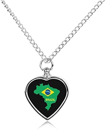 ברזיל מפת דגל נשים של זיכרון לב בצורת כד תליון שרשרת מזכרות תכשיטי עבור חיות מחמד כלב חתול אפר