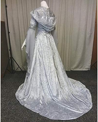 רנסנס שמלת נשים בציר מימי הביניים סלעית חצוצרת שרוול אלגנטי רצפת אורך מקסי ארוך שרוול שמלה