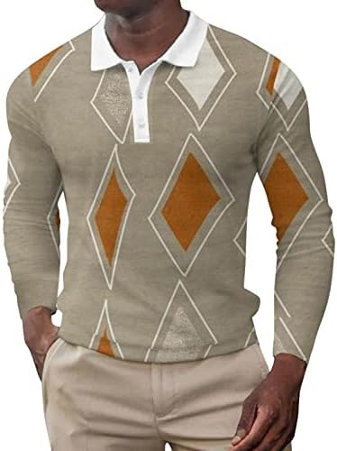 חולצות פולו של אתלטי גברים רגילות בכושר רגיל עם צווארון v צבעוני צבע אחיד ארוך אימון טיול טי טופ מס '0907