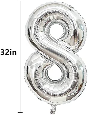 Xlood מספר 80 בלונים 32 אינץ 'בלון דיגיטלי אלפבית 80 בלוני יום הולדת ספרה 80 בלונים הליום בלונים גדולים לציוד למסיבות יום הולדת מקלחת