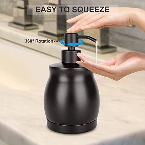 LALA DOLCE שחור מתקן סבון נירוסטה, מתקן נוזלים וקרם מודרני למטבח ומשאבה חסינת אמבטיה, מילוי קל ושימוש ביתי או מסחרי נקי-אלגנטי