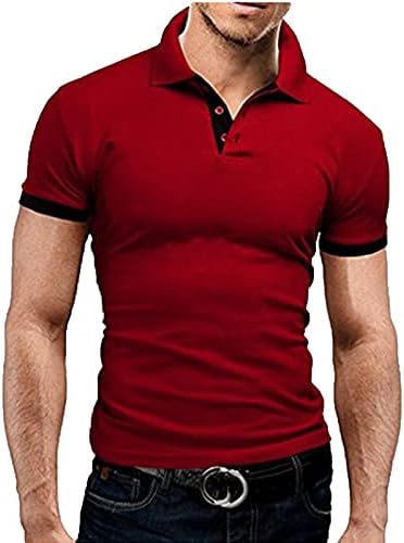 וונקומג1 חולצת פולו שרוול קצר תערובת כותנה לגברים, חולצת טניס עם צווארון ניגודיות בכושר רזה כושר ספורט אתלטי