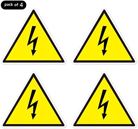 Dealzepic - משולש צהוב הלם חשמלי סיכון סיכון סיכון סיכון אזהרה - מדבקה ויניל מקלק ומקל מקל - 4 סמ