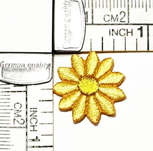 קליינפלוס 2 יחידות. מיני זהב דייזי קריקטורה תיקון רקום פרחי ברזל על תג לתפור על תיקון בגדי רקמת אפליקצית מדבקת בד תפירה דקורטיבי תיקון