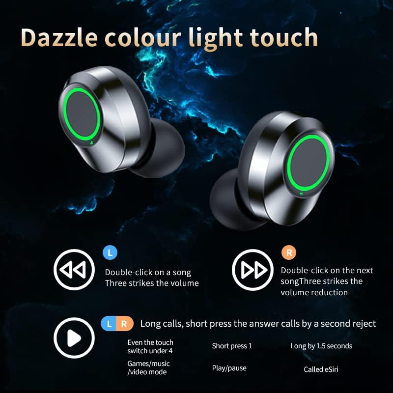 Volt Plus Tech Wireless V5.3 LED Pro אוזניות אוזניים התואמות לפיליפס I928 IPX3 Bluetooth מים ומי זיעה/הפחתת רעש ומיקרופון מרובע