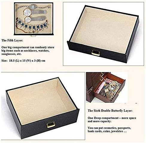 Haieshop Vintage תיבת תכשיטים קופסת תכשיטים עור שרשרת שחורה שרשרת תכשיטים תיבת אחסון קופסא מיוחד מנעולים פונקציה גבוהה
