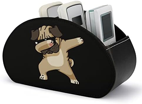 PUG DOG PRINT TV טלוויזיה שלט רחוק מחזיק תיבת עור PU עור 5 תאים למארגן שולחן עבודה