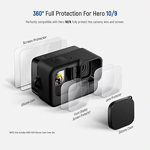Neewer Silicone שרוול מגן ערכת מארז תואם ל- GoPro Hero 11 Hero 10 Hero 9, אביזר מצלמת פעולה עם מגן מסך זכוכית מחוסמת ומגן עדשות, מכסה