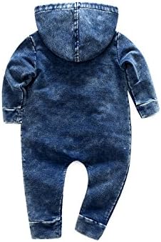 קימוקאט יילוד תינוק עם ברדס ברדס רומפר סרבל שרוול ארוך ג'ינס בגד גוף כחול עם תלבושות כיסי רוכסן אלכסוניות