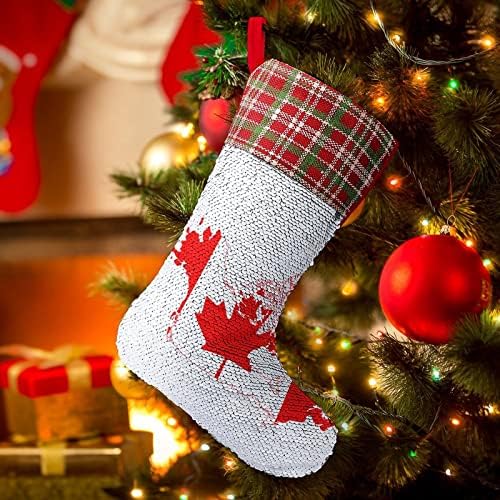 דגל קנדה מפת דגל חג המולד גרבי גרבי משפחה עיצוב עץ עץ קישוטי קישוטי תלייה חמודים לחג המולד 9.9 x 13.2