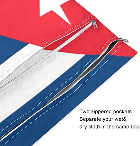 ZZXXB CUBA דגל שקית רטובה אטומה למים חיתול בד לשימוש חוזר תיק יבש רטוב עם כיס רוכסן לטיולים בריכת חוף כושר יוגה יוגה