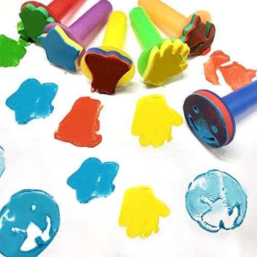 ספוגי צבע אצבעות אצבע של שיאנגזי לילדים, סט מברשות ציור ספוג, סט צבע פעוטות, סט צבע לילדים 6-12 כולל מברשות קצף, ערכת גלגל צבע, פלטה,