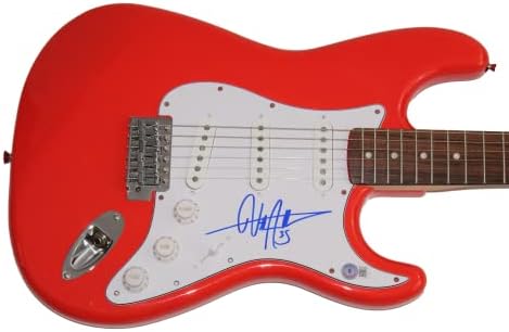 בילי מיתרים חתום חתימה בגודל מלא פנדר אדום סטראטוקסטר גיטרה חשמלית עם אימות בקט בס קואה-סטאד רוק צעיר כוכב בלוגראס, מהומה ונייר כסף, בית,