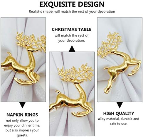 קאבילוק תפאורה זהב 2 יחידות מפיות חג המולד טבעות צבי מפית מפית מחזיק טבעת מוזה