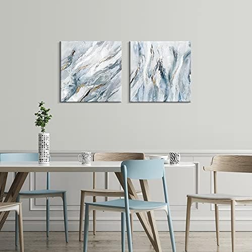פיגורט מופשט בד קיר אמנות, כחול לבן מופשט ציור בד תמונה יצירות אמנות לסלון חדר שינה אמבטיה קיר תפאורה