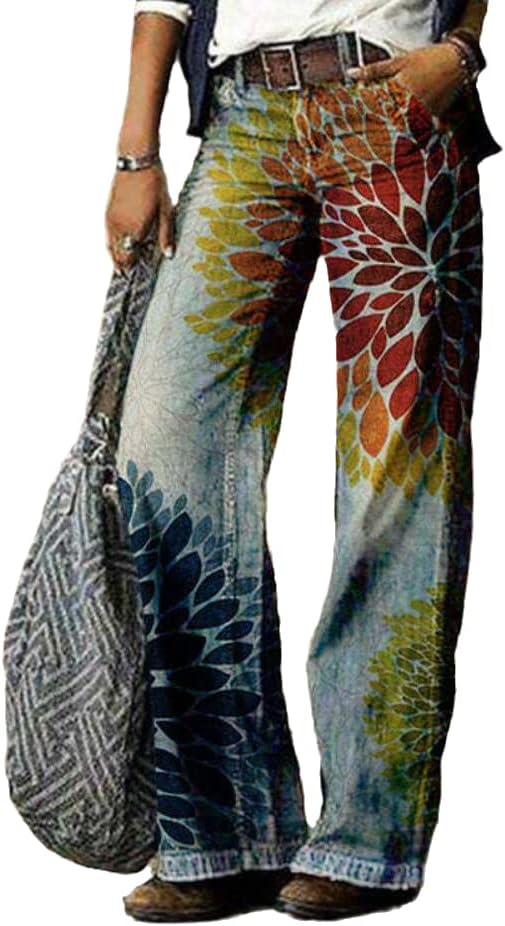 UKTZFBCTW מכנסי מטען בגדי אביב נשים בגדים הדפסת בגדי רחוב בסגנון אתני סתיו סתיו אלגנטי BASTET 8A M