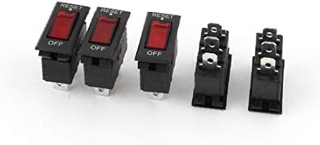 X-DREE 5 יחידות על עומס הגנה על עומס מנורה אדומה איפוס-אוף 3 סיכות מתג נדנדה (5 יחידות על עומס הגנת עומס מנורה אדומה איפוס-אוף 3 PIN Interuttore