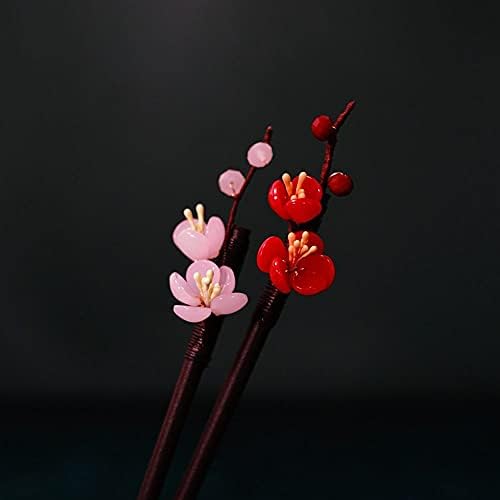 על ידימקלות שיער סיני עץ בעבודת יד 1 מחשב פרח זכוכית שיער מזלג