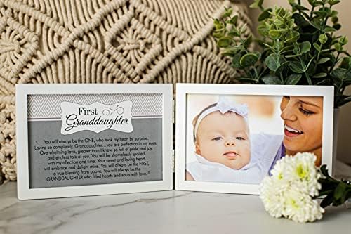 חברת המתנות של סבא וסבתא- 4 x 6 שולחן צירים כפול או מסגרת מדף- נכדה ראשונה- תינוקת לתינוק או מקלחת לתינוק